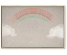 Artgeist Paveikslas - Rainy June - Colorful Rainbow Emerging from Clouds on a Bright Background