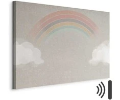 Artgeist Paveikslas - Rainy June - Colorful Rainbow Emerging from Clouds on a Bright Background