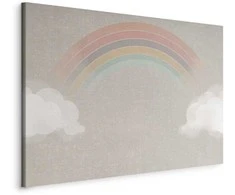 Artgeist Paveikslas - Rainy June - Colorful Rainbow Emerging from Clouds on a Bright Background
