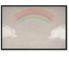 Artgeist Paveikslas - Rainy June - Colorful Rainbow Emerging from Clouds on a Bright Background