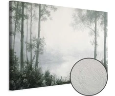 Artgeist Paveikslas - Retro Landscape Grove Trees and Pond in Patinated Shades of Žalias