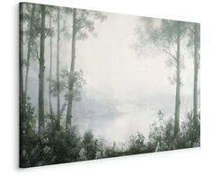 Artgeist Paveikslas - Retro Landscape Grove Trees and Pond in Patinated Shades of Žalias