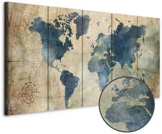 Artgeist Paveikslas - Retro Map (5 Parts) Narrow