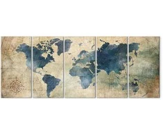Artgeist Paveikslas - Retro Map (5 Parts) Narrow