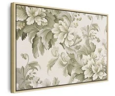Artgeist Paveikslas - Retro Vintage Flowers in Delicate Kreminis and Žalias Colors