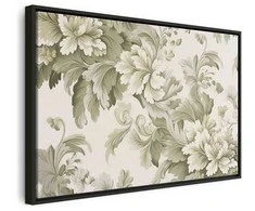 Artgeist Paveikslas - Retro Vintage Flowers in Delicate Kreminis and Žalias Colors