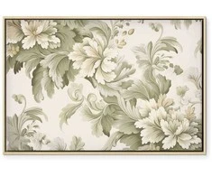 Artgeist Paveikslas - Retro Vintage Flowers in Delicate Kreminis and Žalias Colors