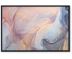 Artgeist Paveikslas - Rožinė and mėlynas marble - abstract watercolour with auksinis accents