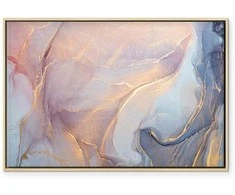 Artgeist Paveikslas - Rožinė and mėlynas marble - abstract watercolour with auksinis accents