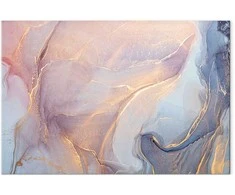 Artgeist Paveikslas - Rožinė and mėlynas marble - abstract watercolour with auksinis accents