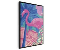 Artgeist Paveikslas - Rožinė Flamingo - Abstract Flamingo Against Palms and Ice Cubes