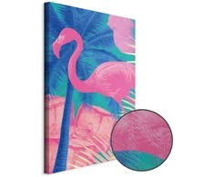 Artgeist Paveikslas - Rožinė Flamingo - Abstract Flamingo Against Palms and Ice Cubes