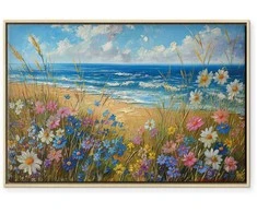 Artgeist Paveikslas - Seascape – wildflowers and a view of the rough sea