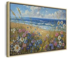 Artgeist Paveikslas - Seascape – wildflowers and a view of the rough sea