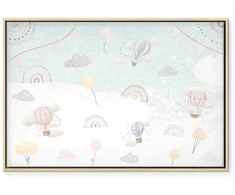Artgeist Paveikslas - Sky with Balloons - Balloons in Subdued Colors Flying in the Sky Among Clouds Rainbows and Stars