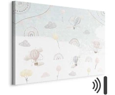 Artgeist Paveikslas - Sky with Balloons - Balloons in Subdued Colors Flying in the Sky Among Clouds Rainbows and Stars