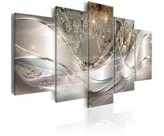 Artgeist Paveikslas - Sparkling Dandelions (5 Parts) rusvai gelsvas Wide