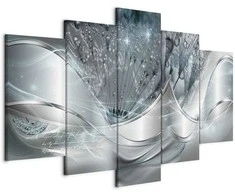 Artgeist Paveikslas - Sparkling Dandelions (5 Parts) Mėlyna Wide