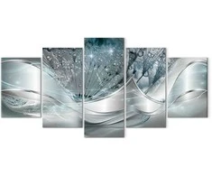 Artgeist Paveikslas - Sparkling Dandelions (5 Parts) Mėlyna Wide