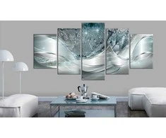 Artgeist Paveikslas - Sparkling Dandelions (5 Parts) Mėlyna Wide