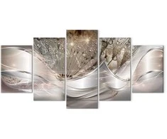 Artgeist Paveikslas - Sparkling Dandelions (5 Parts) rusvai gelsvas Wide