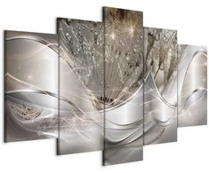 Artgeist Paveikslas - Sparkling Dandelions (5 Parts) rusvai gelsvas Wide