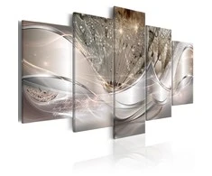 Artgeist Paveikslas - Sparkling Dandelions (5 Parts) rusvai gelsvas Wide