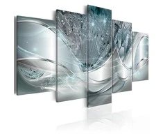 Artgeist Paveikslas - Sparkling Dandelions (5 Parts) Mėlyna Wide