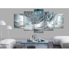 Artgeist Paveikslas - Sparkling Dandelions (5 Parts) Mėlyna Wide