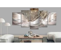 Artgeist Paveikslas - Sparkling Dandelions (5 Parts) rusvai gelsvas Wide