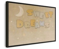 Artgeist Paveikslas - Sweet Dreams - Pastel Inscription Surrounded by the Moon and Stars