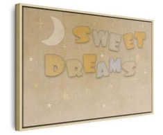 Artgeist Paveikslas - Sweet Dreams - Pastel Inscription Surrounded by the Moon and Stars