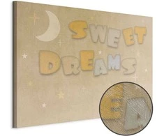 Artgeist Paveikslas - Sweet Dreams - Pastel Inscription Surrounded by the Moon and Stars