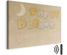 Artgeist Paveikslas - Sweet Dreams - Pastel Inscription Surrounded by the Moon and Stars