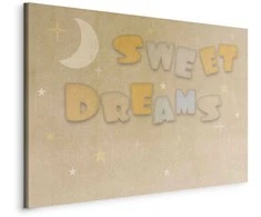 Artgeist Paveikslas - Sweet Dreams - Pastel Inscription Surrounded by the Moon and Stars
