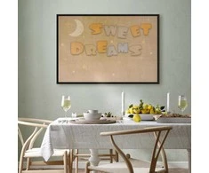 Artgeist Paveikslas - Sweet Dreams - Pastel Inscription Surrounded by the Moon and Stars