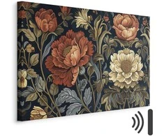 Artgeist Paveikslas - Tapestry Large Flowers Retro Floral Motif in Kilim Style