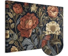 Artgeist Paveikslas - Tapestry Large Flowers Retro Floral Motif in Kilim Style