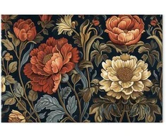Artgeist Paveikslas - Tapestry Large Flowers Retro Floral Motif in Kilim Style