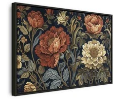 Artgeist Paveikslas - Tapestry Large Flowers Retro Floral Motif in Kilim Style