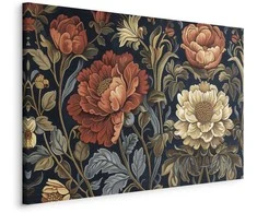 Artgeist Paveikslas - Tapestry Large Flowers Retro Floral Motif in Kilim Style
