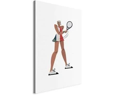 Artgeist Paveikslas - Tennis Player With a Racket on a Light Background - Illustration