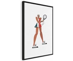 Artgeist Paveikslas - Tennis Player With a Racket on a Light Background - Illustration