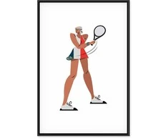 Artgeist Paveikslas - Tennis Player With a Racket on a Light Background - Illustration