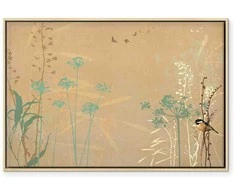 Artgeist Paveikslas - Tiny Bird - Colorful Grasses in Golden Shades of Sunset