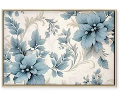 Artgeist Paveikslas - Turquoise Flowers in Retro Ambience Floristic Ornaments