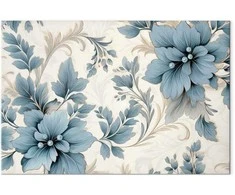 Artgeist Paveikslas - Turquoise Flowers in Retro Ambience Floristic Ornaments