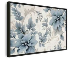 Artgeist Paveikslas - Turquoise Flowers in Retro Ambience Floristic Ornaments