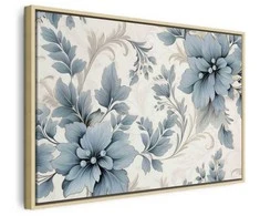 Artgeist Paveikslas - Turquoise Flowers in Retro Ambience Floristic Ornaments