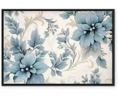 Artgeist Paveikslas - Turquoise Flowers in Retro Ambience Floristic Ornaments